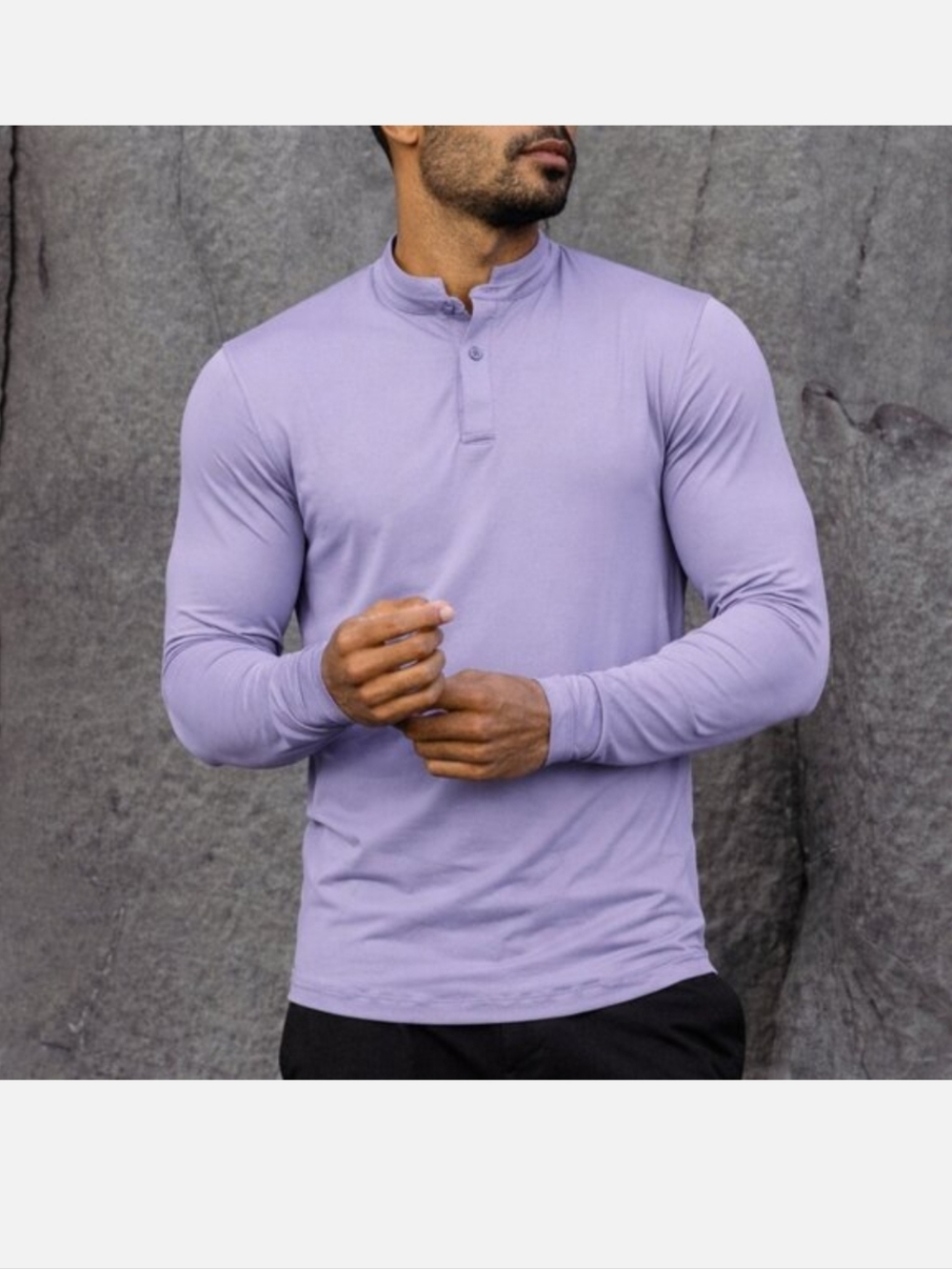 Mantra Catalyst Long Sleeve Henley Signature Polo Shirt Misty Purple Sz XL